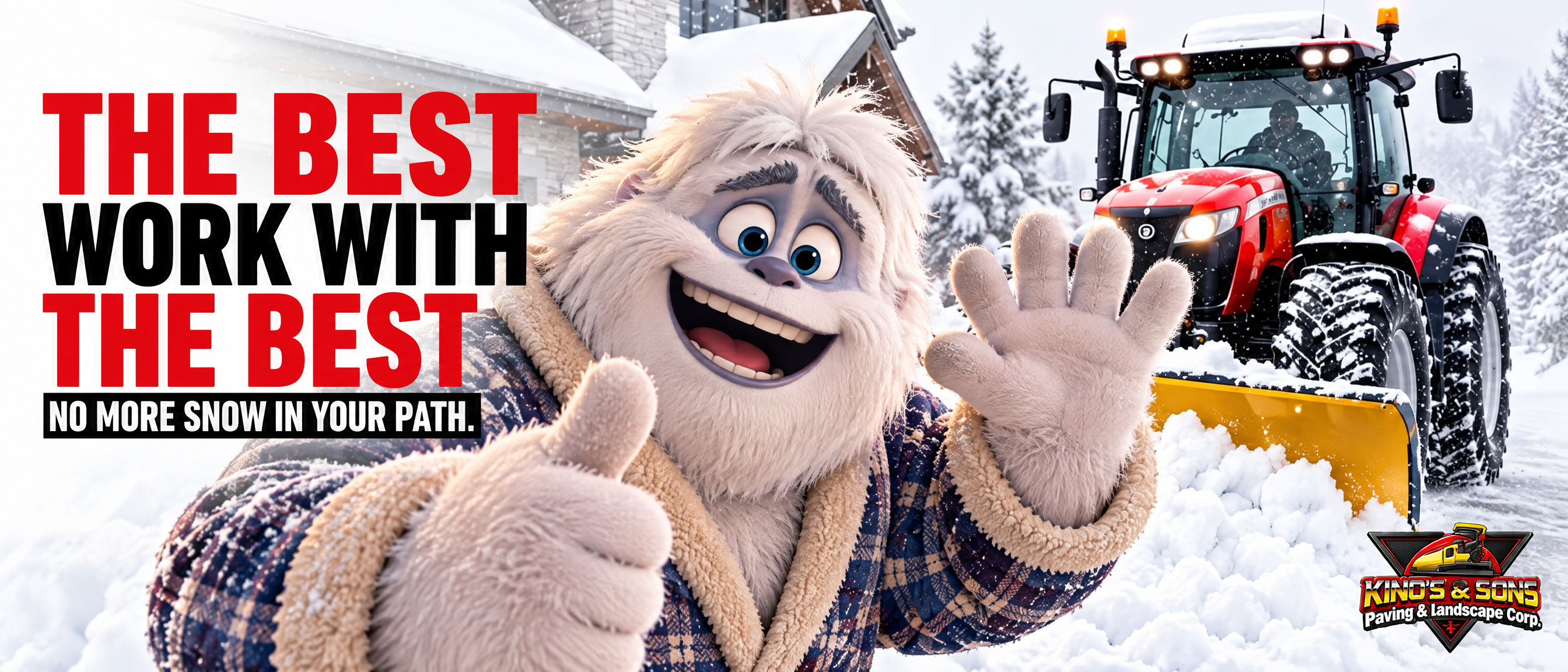 The best work with the best. No more snow in your path — Kino’s & Sons snow removal