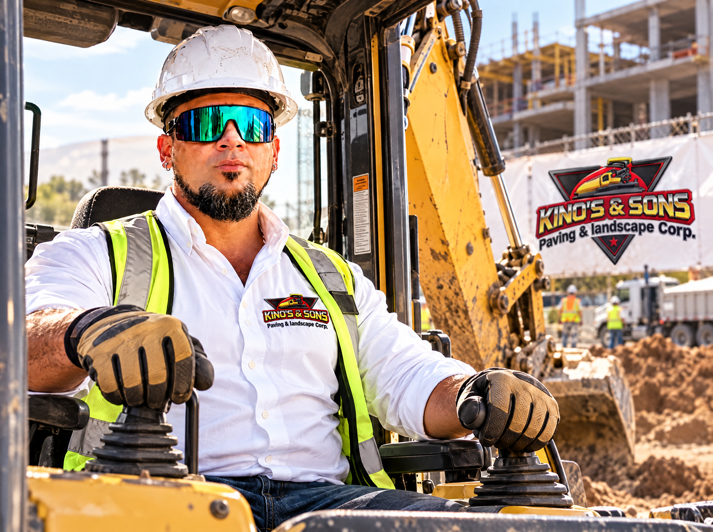 Kinos & Sons team with construction equipment